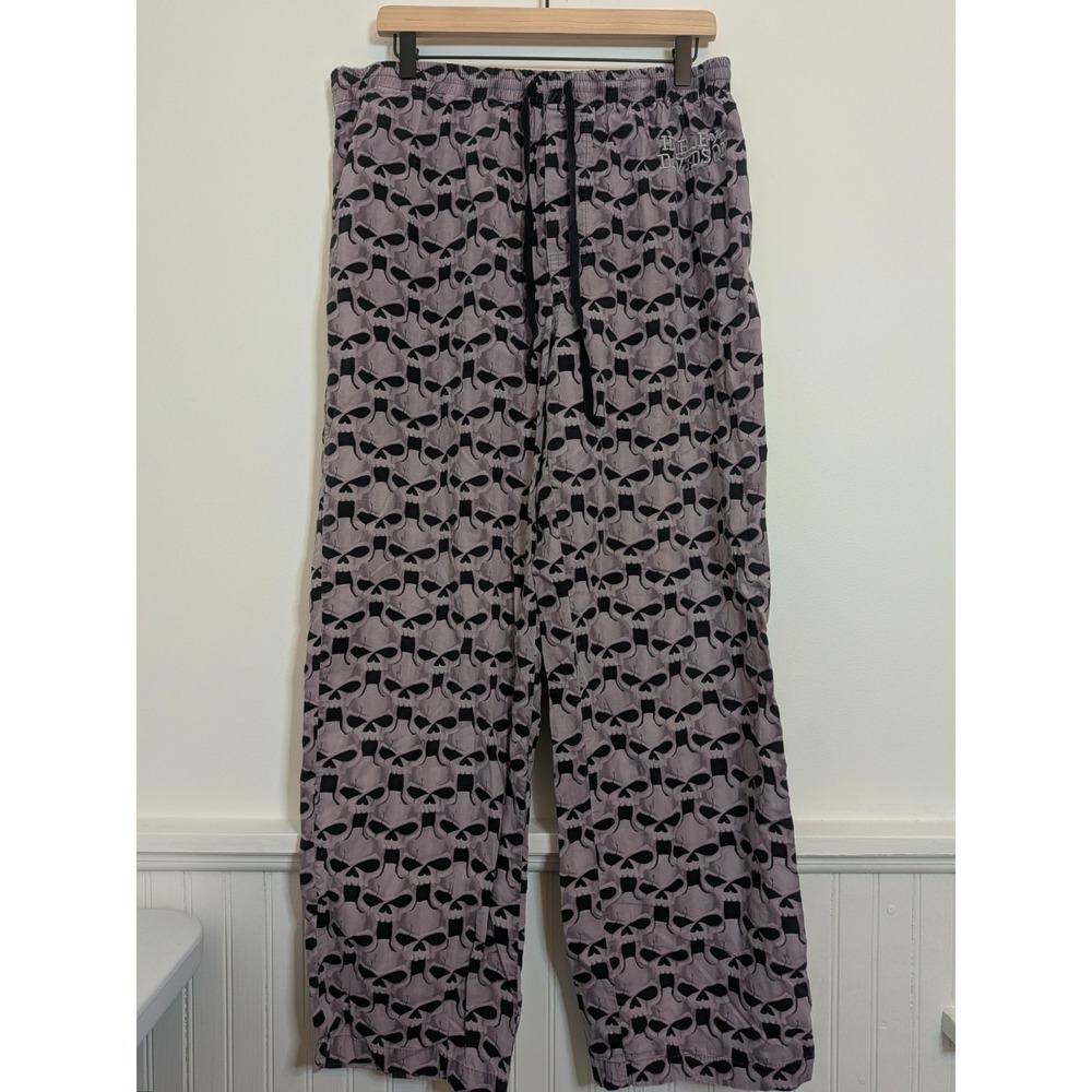 2010 Harley Davidson All Over Print Skulls Mens Lounge Pants Size Large Logo